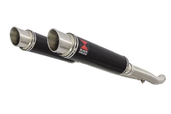 ZZR 1400 Ninja ZX14 2012 - 2025 4-2 Exhaust Silencers 350mm GP Round Black Stainless