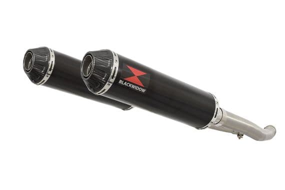 ZZR 1400 Ninja ZX14 2012 - 2025 4-2 Exhaust Silencers 370mm Round Black Stainless Carbon Tip