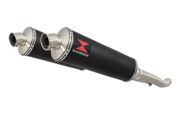 ZZR 1400 Ninja ZX14 2012 - 2025 4-2 Exhaust Silencers 400mm Oval Black Stainless