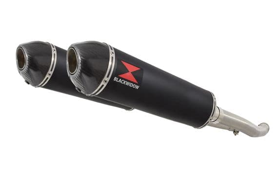 ZZR 1400 Ninja ZX14 2012 - 2025 4-2 Exhaust Silencers 400mm Oval Black Stainless Carbon Tip
