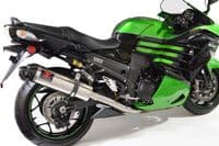 ZZR 1400 Ninja ZX14 2012 - 2025 4-2 Exhaust Silencers 400mm Oval Stainless Carbon Tip
