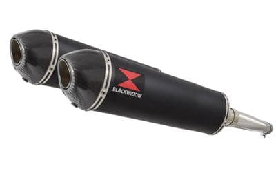 ZZR1200 ZZR 1200 4-2 Exhaust Silencers 400mm Oval Black Stainless Carbon Tip