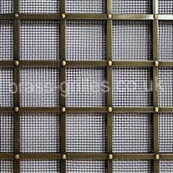 Georgian Antique Brass Grille - 25mm Squares all Rivets
