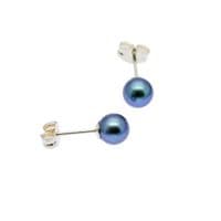 9ct Gold Peacock Pearl Earrings 5mm Round Cultured Pearls Gold Studs