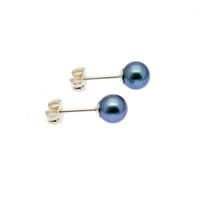 9ct Gold Peacock Pearl Earrings 5mm Round Cultured Pearls Gold Studs