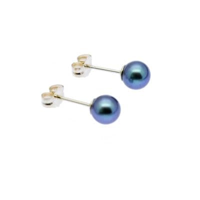 9ct Gold Peacock Pearl Earrings 5mm Round Cultured Pearls Gold Studs