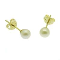 9ct Gold Pearl Earrings 3mm Round White Cultured Pearls Gold Studs