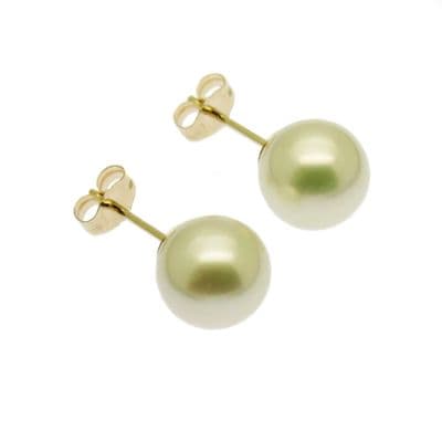 9ct Gold Pearl Earrings 8mm Round White Cultured Pearls Gold Studs