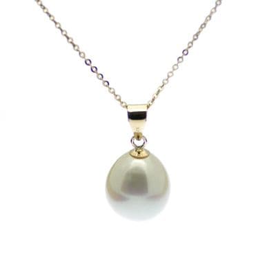 9ct Gold Pearl Pendant Necklace 9mm Cultured Pearl Gold Chain