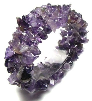 Amethyst Bracelet Cuff Multi Strand Stretch Gemstone Band