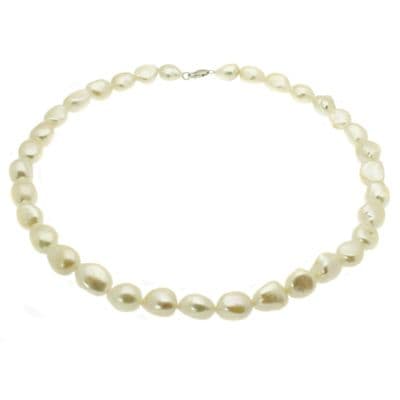 Baroque Pearl Necklace Large White Pearls Sterling Silver 18