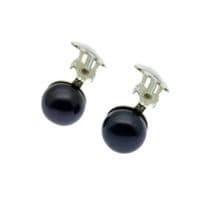 Black Clip On Pearl Earrings 9mm Pearls Sterling Silver