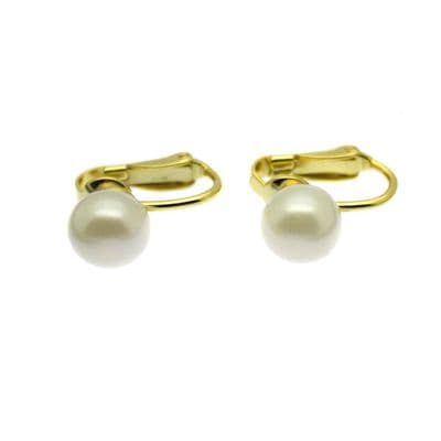 Clip On Earrings 10mm Pearls on Gold Plated Sterling Silver