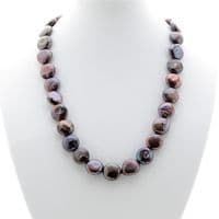 Coin Pearl Necklace Sterling Silver Cultured Freshwater Pearls 18