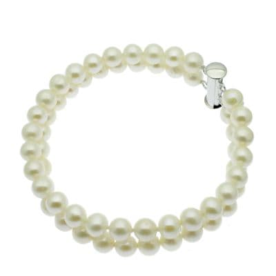Double Strand Pearl Bracelet Sterling Silver