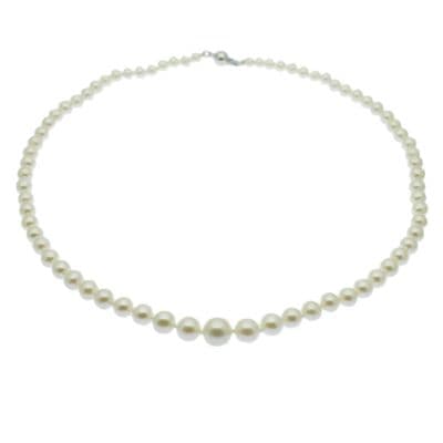 Graduated Pearl Necklace 14ct Gold 4-9MM White Pearls