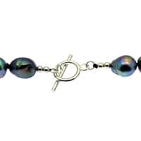 Large Black Baroque Pearl Bracelet Sterling Silver Clasp