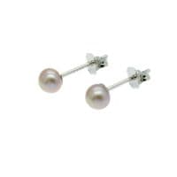 Lavender Pearl Earrings Freshwater Button Pearls Sterling Silver