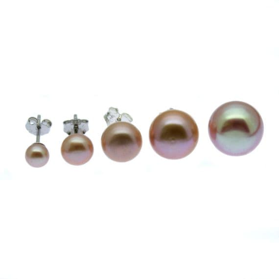 Lavender Pearl Earrings Freshwater Button Pearls Sterling Silver
