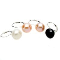 Leverback Lavender Pearl Earrings 10mm Cultured Button Pearls Sterling Silver