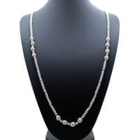 Long Pearl Necklace Oval Pearls with Sterling Silver Toggle Clasp 36