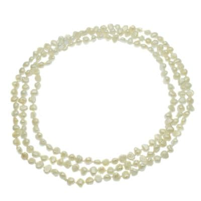 Long Pearl Necklace White Cultured Baroque Pearls - 53