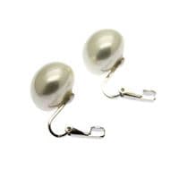 Mabe Pearl Clip On Earrings 16mm White Shell Pearls Sterling Silver
