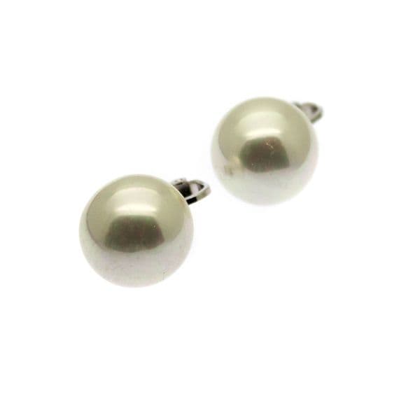 Mabe Pearl Clip On Earrings 16mm White Shell Pearls Sterling Silver