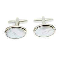 Oval Mother of Pearl Cufflinks - Swivel Posts