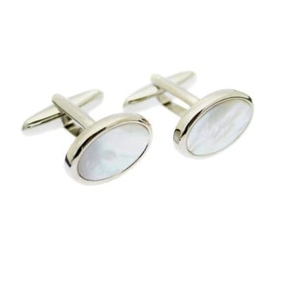 Oval Mother of Pearl Cufflinks - Swivel Posts