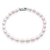 Oval Pearl Bracelet 5mm Cultured Pearls Sterling Silver Clasp