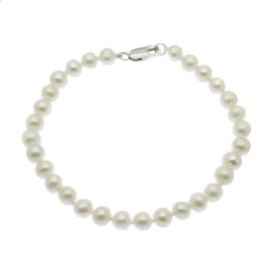 Pearl Bracelet 6mm Near Round Cultured Pearls Sterling Silver Clasp