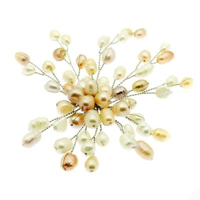 Pearl Brooch Pastel Coloured Spray of Cultured Freshwater Pearls