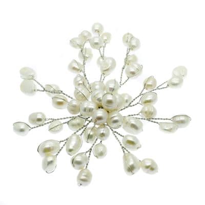 Pearl Brooch White Spray of Cultured Freshwater Pearls