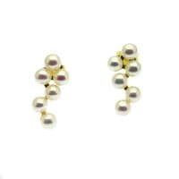 Pearl Cluster Earrings  Freshwater Pearl Gold over Sterling Silver