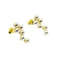 Pearl Cluster Earrings  Freshwater Pearl Gold over Sterling Silver