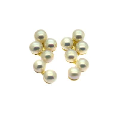 Pearl Cluster Earrings  Freshwater Pearl Gold over Sterling Silver
