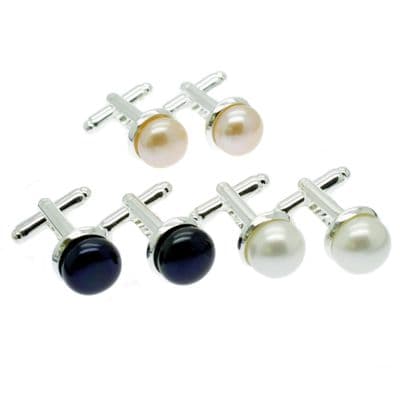 Pearl Cufflinks - Silver Swivel Posts - 10mm Cultured Pearl