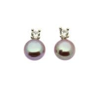 Pearl Faux Diamond Stud Earrings Sterling Silver