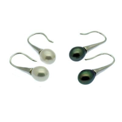 Pearl Hook Earrings Cultured Pearls Conical Sterling Silver Hooks