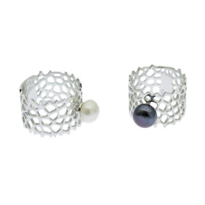 Pearl Lattice Ring Sterling with Cultured Pearls