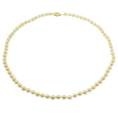 Pearl Necklace 7mm Round White Cultured Pearls Gold over Sterling Silver  18