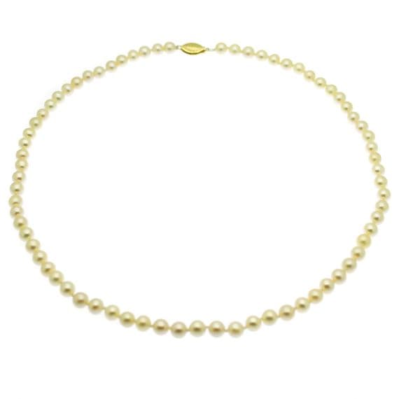 Pearl Necklace 7mm Round White Cultured Pearls Gold over Sterling Silver  18