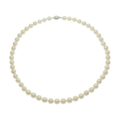 Pearl Necklace 7mm White Cultured Pearls Sterling Silver Magnetic Clasp 18 or 20