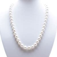 Pearl Necklace 9mm Large Pearls Sterling Silver 18