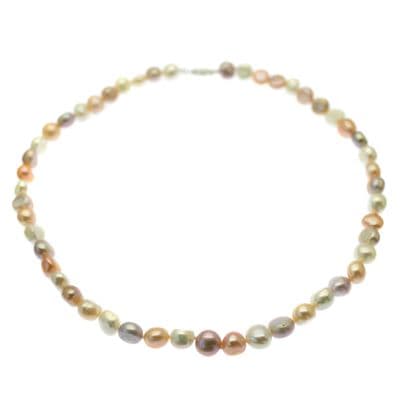 Pearl Necklace Baroque Pearls Sterling Silver Pink, White & Lavender