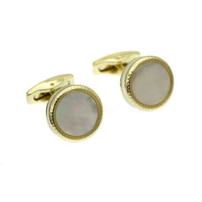 Round Mother of Pearl Cufflinks - Swivel Posts
