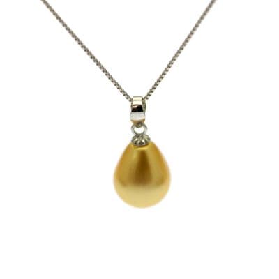 Shell Pearl Drop Pendant Necklaces 10mm Teardrop Sterling Silver