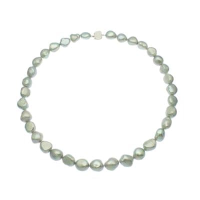 Silver Grey Pearl Necklace Large Baroque Pearls Sterling Silver 18