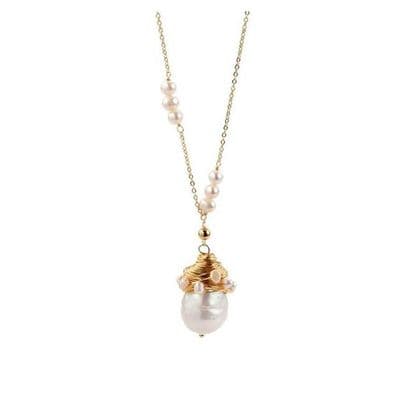 Single Pearl Pendant Necklace Baroque Pearl with Seed Pearls